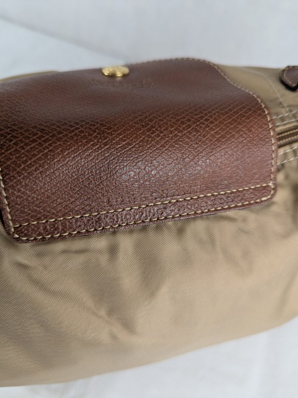 Longchamp Le Pliage Tote Bag Beige - Nylon/Leather - Authentic - Ready To Ship - Picture 6 of 15